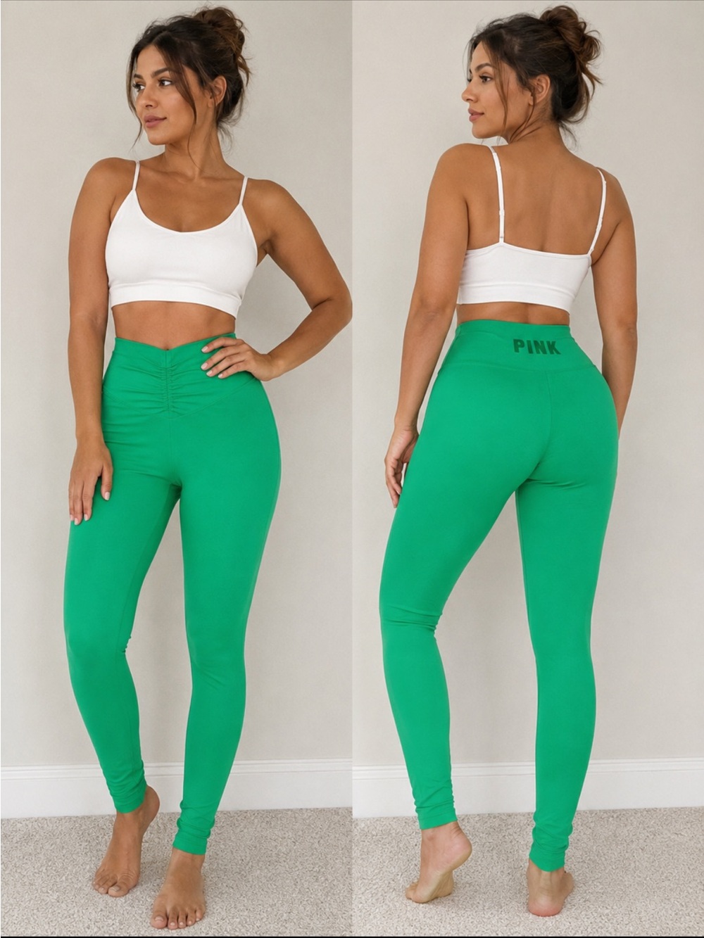 PINK Victoria's Secret Bright Green High-Waist Leggings size M new